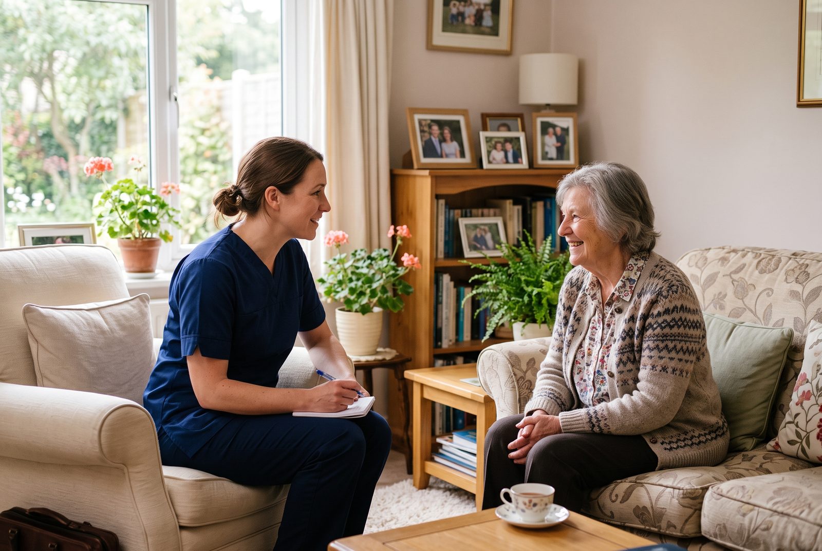 Nurse arriving for a home ear wax removal visit in Cheshire